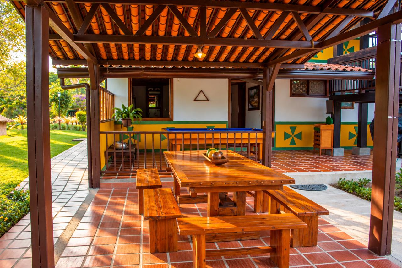 Social area with pool table and outdoor dining